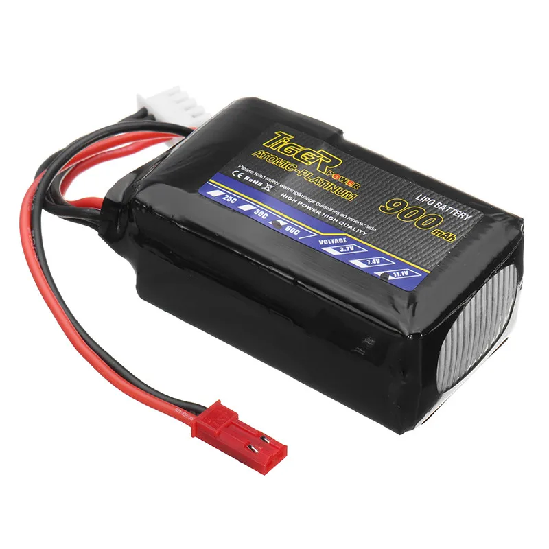 2018 новые Тигр Мощность 11.1 В 900 мАч 60C 3 S Lipo Батарея JST Разъем для RC FPV-системы Racing Drone
