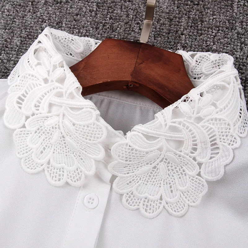 Ложный воротник Женский белый черный с вырезом вышивка съемный блузка отворотом