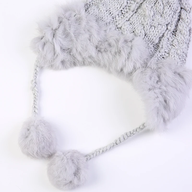 

winter hats for women beanie girls 2018 hat fur pompom knitted crocheted with ear flaps Skullies cashmere warm with hat ears