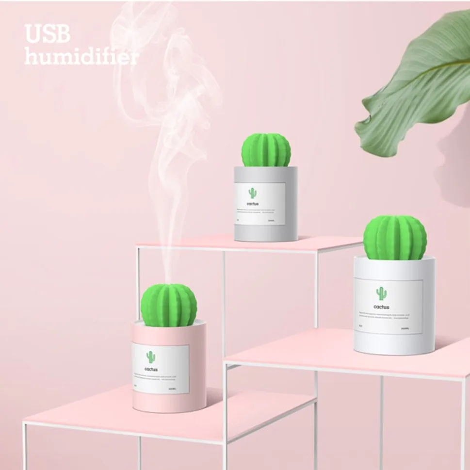 Мини кактус туман увлажнитель с USB питанием ультразвуковой для домашнего офиса