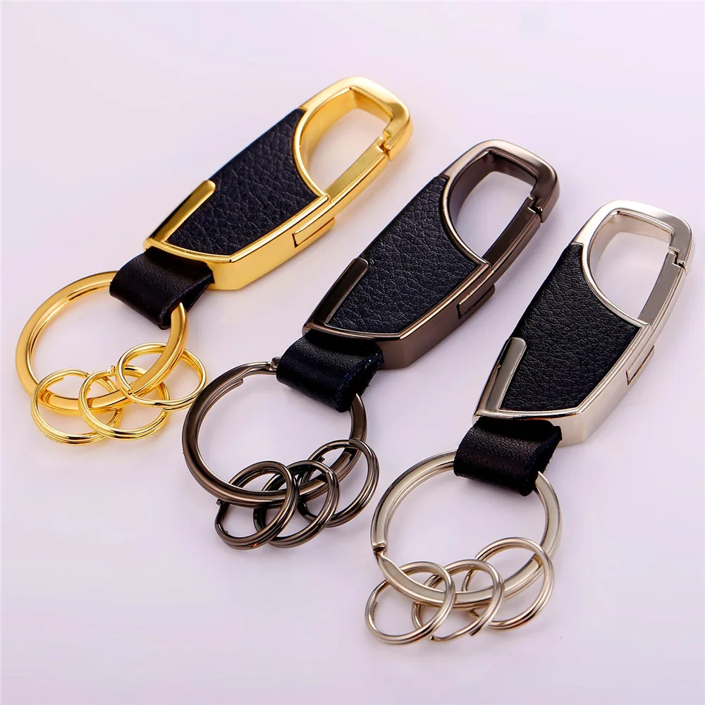 Новинка кожаный мужской брелок для ключей Автомобильный с кругами золотой цвет