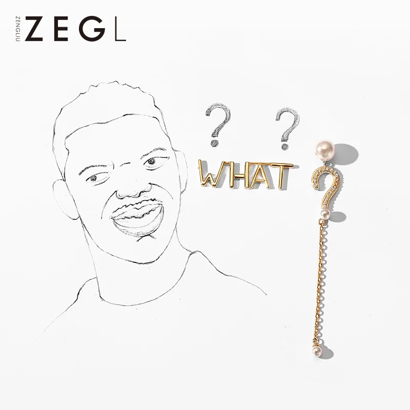 Женские серьги с буквами ZEGL ассиметричные длинные 2019 | Украшения и аксессуары