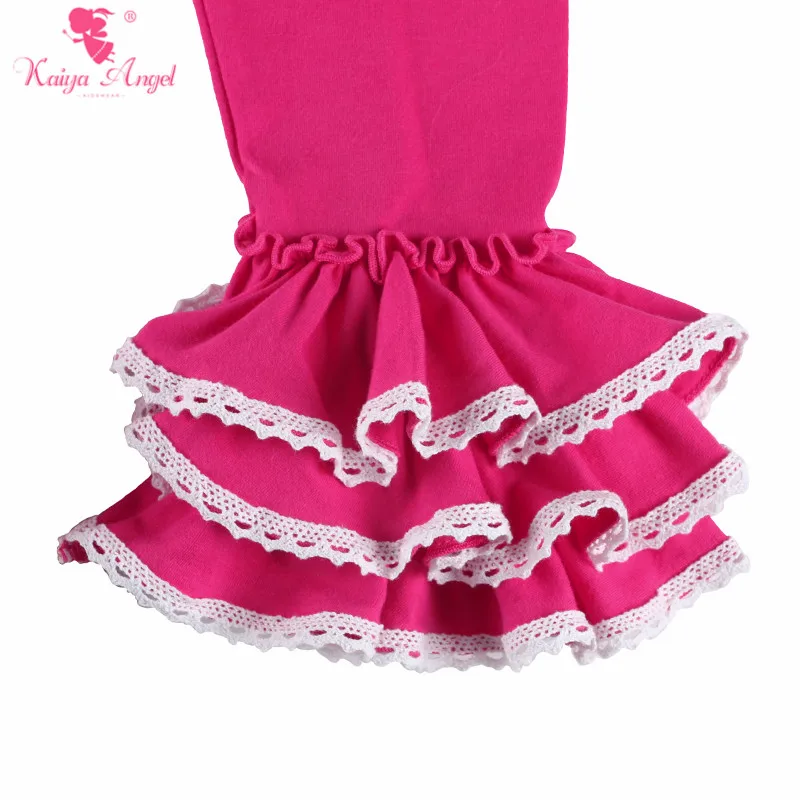 Kaiya Angel/модные детские кружевные леггинсы с оборками осенне-зимняя хлопковая одежда для маленьких девочек вечерний комбинезон принцессы ярких цветов