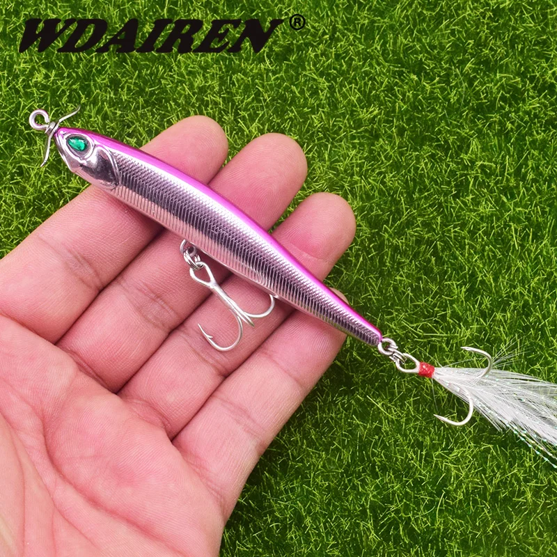 

1Pcs Whopper Fishing Lures Sinking metal Propeller Rotating Artificial Hard Bait Feather Treble Hook Bass Fishing tackle WD-580