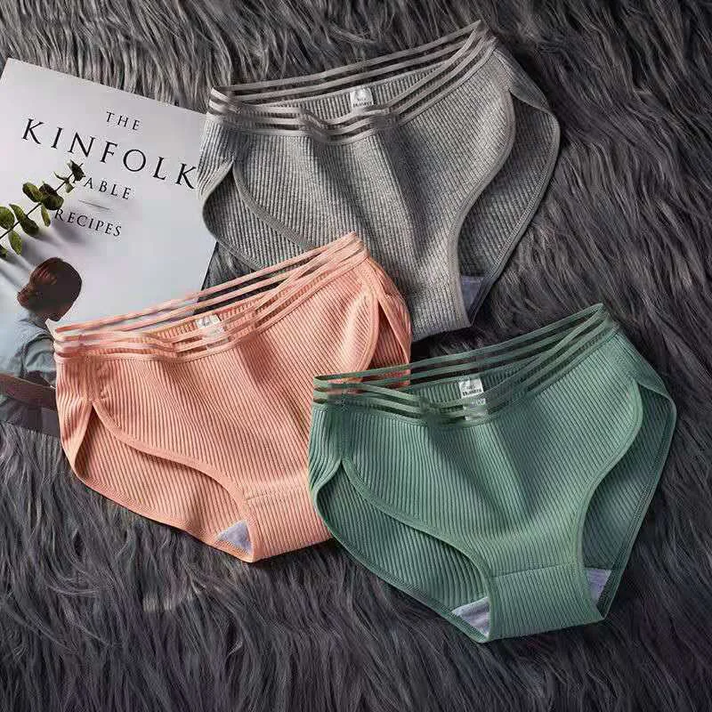 

Three women's underwear cotton Japanese Korean version of the cotton waist Panties