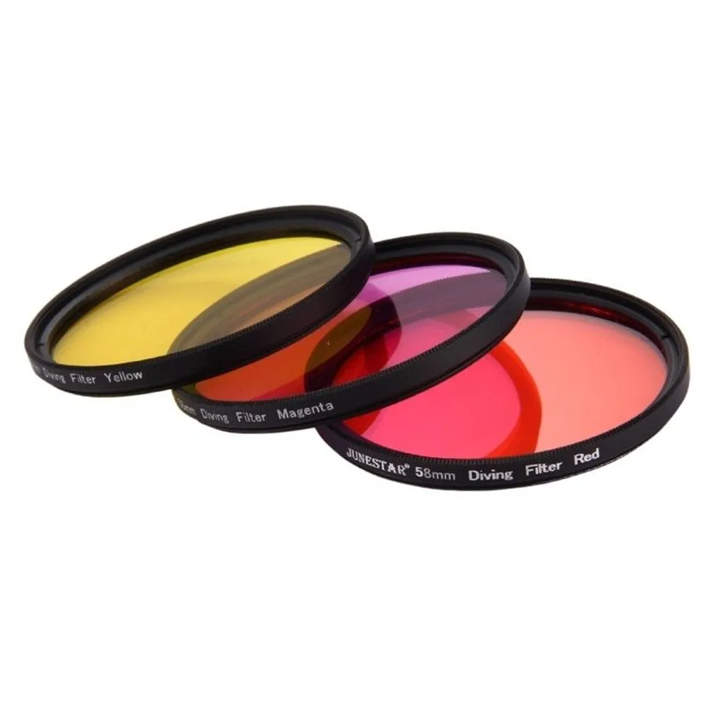 58mm Yellow Red Magenta Diving filter + 58 mm lens cap adapter ring for GoPro Hero 5 6 7 waterproof housing case | Электроника