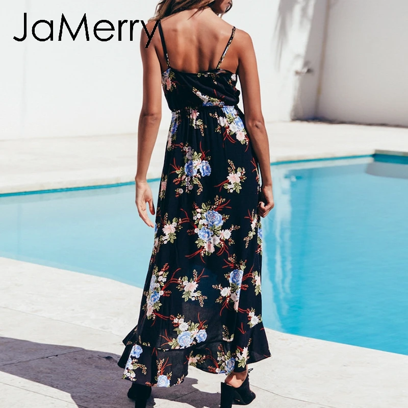 JaMerry винтажное сексуальное платье на бретельках женское летнее с рюшами и