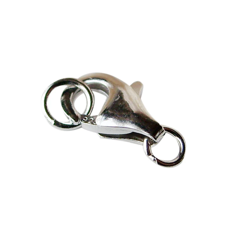 Застежка карабин из твердого серебра с двумя замкнутыми колечками для