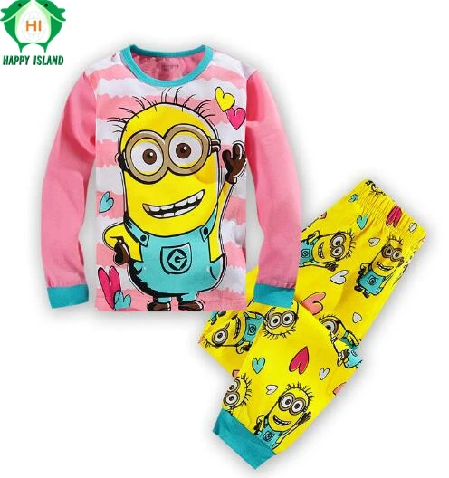 Lovely Spring Children Boy Kid Clothing Sets Minion Suits 2pcs Top+Pants Sleepwear Long Sleeve Movie Cartoon Pajamas Home Wear | Детская