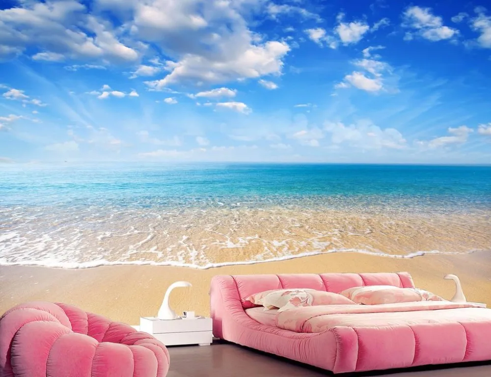 

Custom 3d stereoscopic wallpaper Seascape Beach nonwoven wallpaper 3d living room wallpaper for TV background 3d wall murals