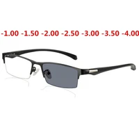 new half frame sun photochromic myopic eyeglasses optical men outdoor shade anti uv student nearsighted eyewear 0 1 0 to 4 0