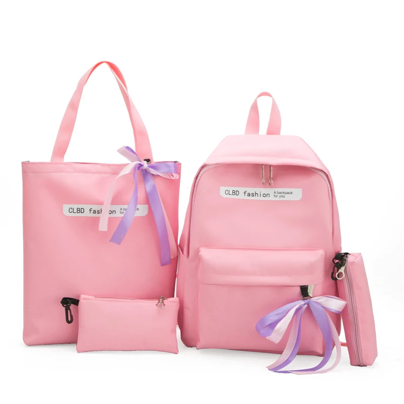78pink 4 комплекта/шт Женский нейлоновый рюкзак, женские школьные рюкзаки с лентами, школьный ранец для девочек-подростков, Студенческая сумка для книг, Женская ранец - Цвет: 78pink