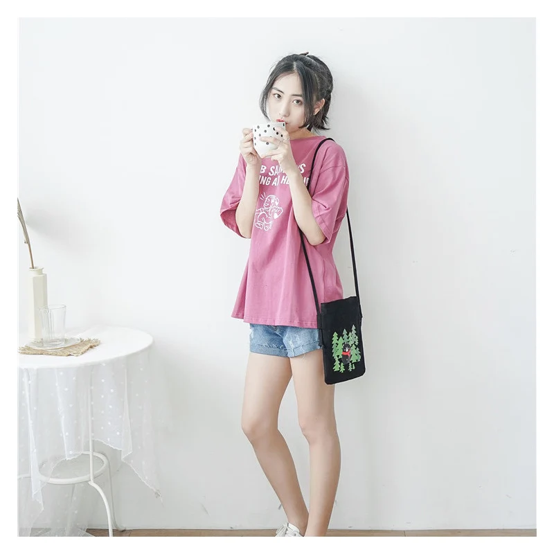 Женская маленькая холщовая сумка-мессенджер Хлопковая Сумка через плечо