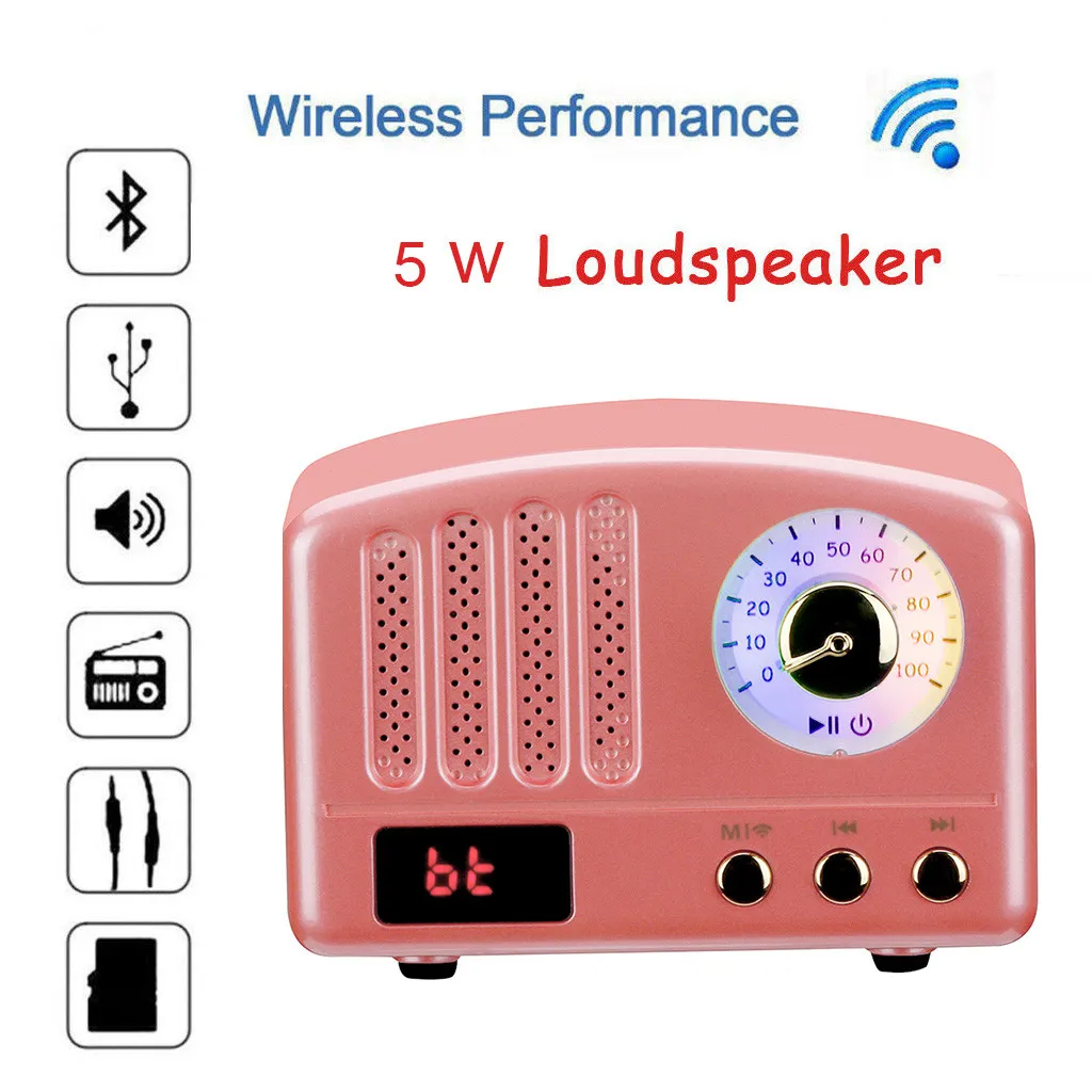 2019 Мини Портативная Ретро стерео винтажная Bluetooth Беспроводная колонка со слотом