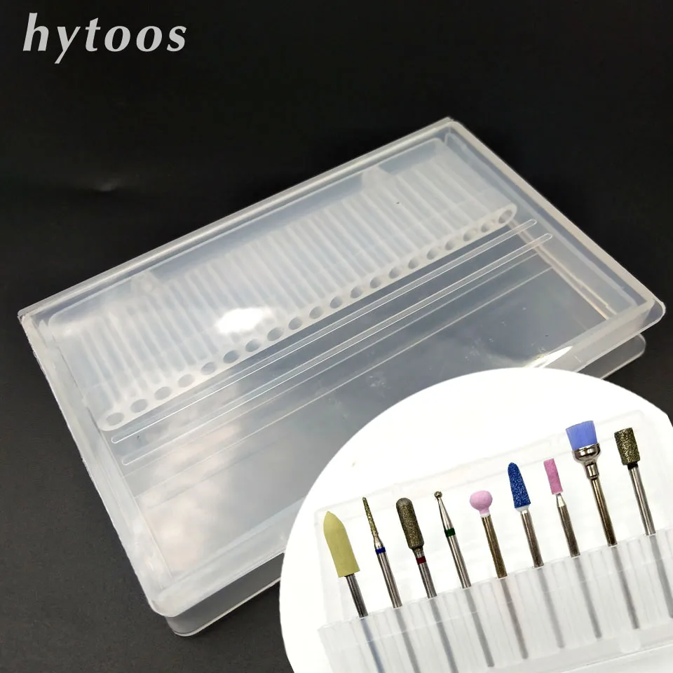 HYTOOS 20 отверстий пилочка для ногтей держатель прозрачный акриловый пластиковый