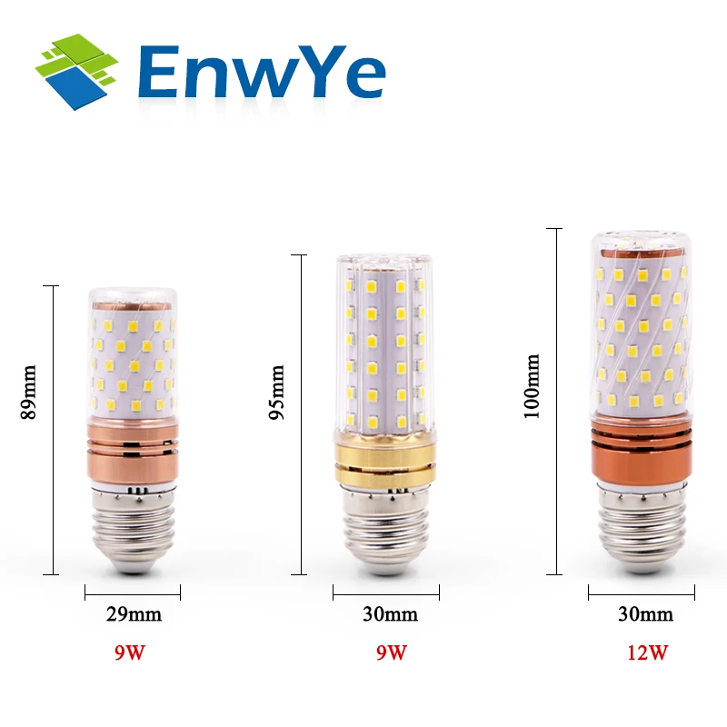 EnwYe LED 9 Вт 12 SMD2835 220 В E27 светодиодная лампа E14 Светодиодная настоящая мощность