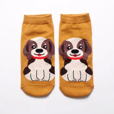 2 Женские носки г., модные носки с рисунками из мультфильмов, каваи, Сиба, бультерьер, собака породы бигль, носки с животными креативные Забавные милые хлопковые носки с надписью Happy - Цвет: 2