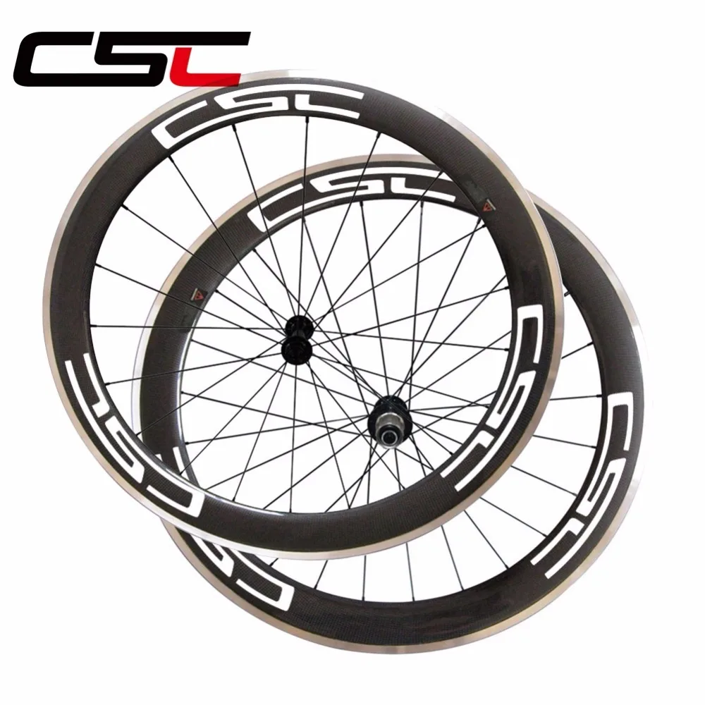 

700C 23mm width 60mm clincher road bicycle carbon wheels with alloy breaking surface bike wheelset matte R13 hub sapim spoke