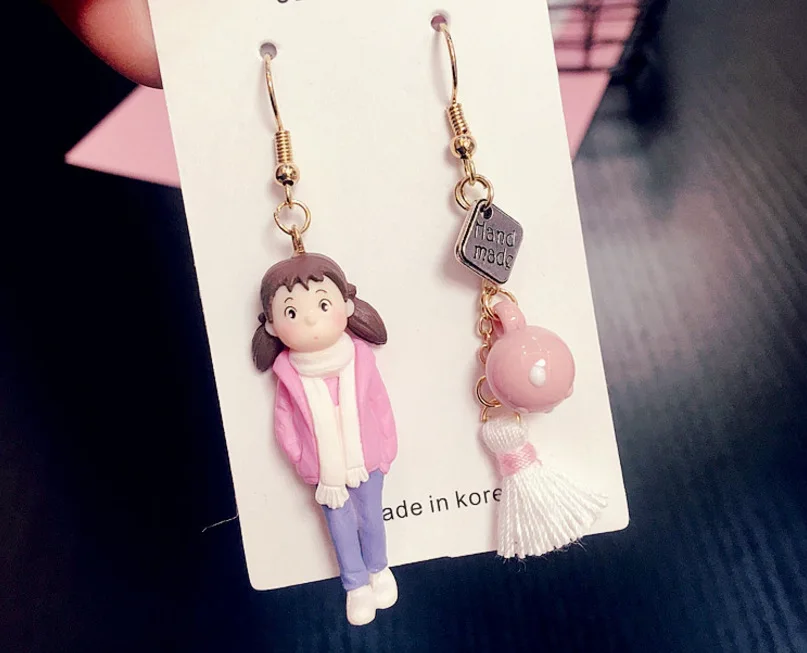 Korean Version of the Cartoon Asymmetric Tassel Long Earrings Cute Girl CE371 | Украшения и аксессуары