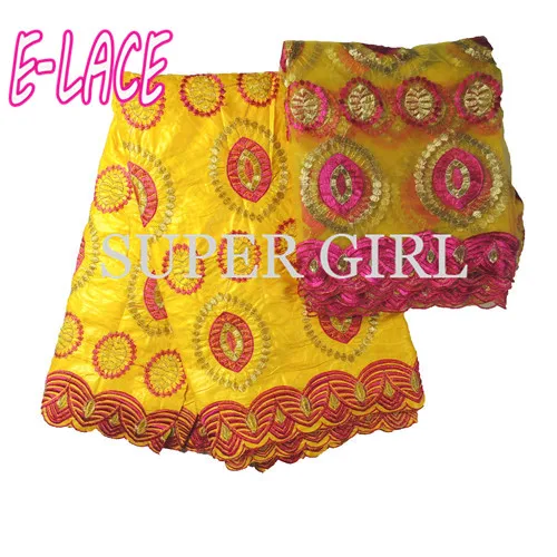 5 ярдов Базен кружево + 2 чистая кружева вышитые кружевной ткани Африканский