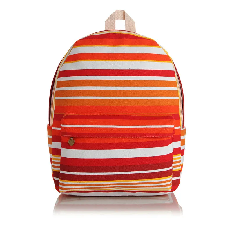 Для женщин Bagpack с принтом в полоску рюкзак холст школьные ранцы для подростков