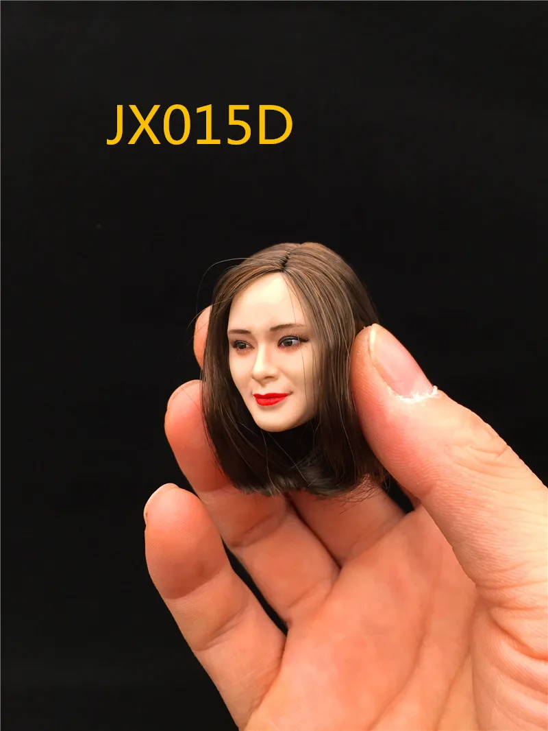 

4 Styles 1/6 Asian Famous Star Head Sculpt with Black or Brown Hair for 12'' Bodies