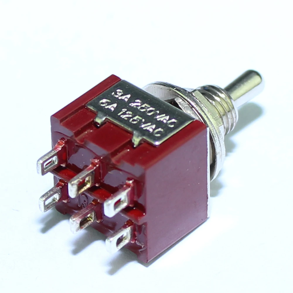 100 шт. 6A 125VAC Мини тумблер 6 мм 3A 250VAC 6PIN DPDT на фиксации педали переключатели для