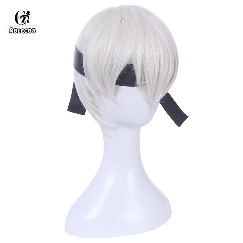 ROLECOS Nier Automatas Cosplay головной убор 9S синтетические волосы белые короткие 30 см для
