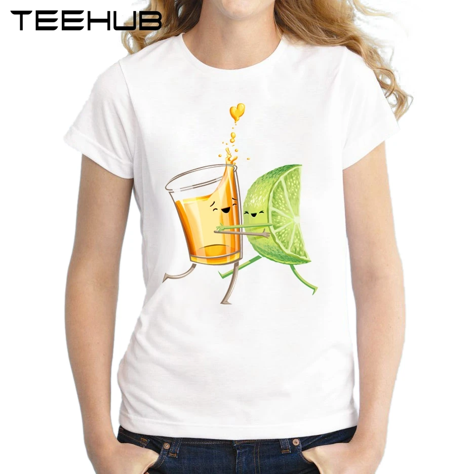 Новинка 2018 женская футболка с надписью Tequila Love футболки принтом Juice Lemon Hug Женские
