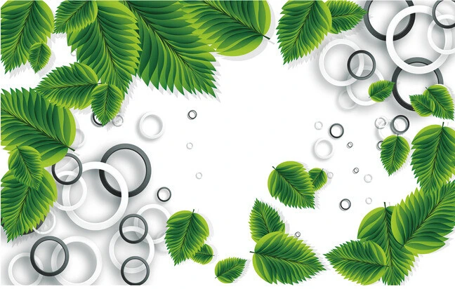 Пользовательские 3D обои круг зеленых листьев росписи для гостиной спальни ТВ фон