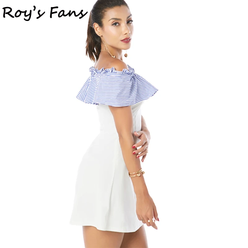 Рой Вентиляторы оборками слэш Средства ухода за кожей Шеи женское платье Летний