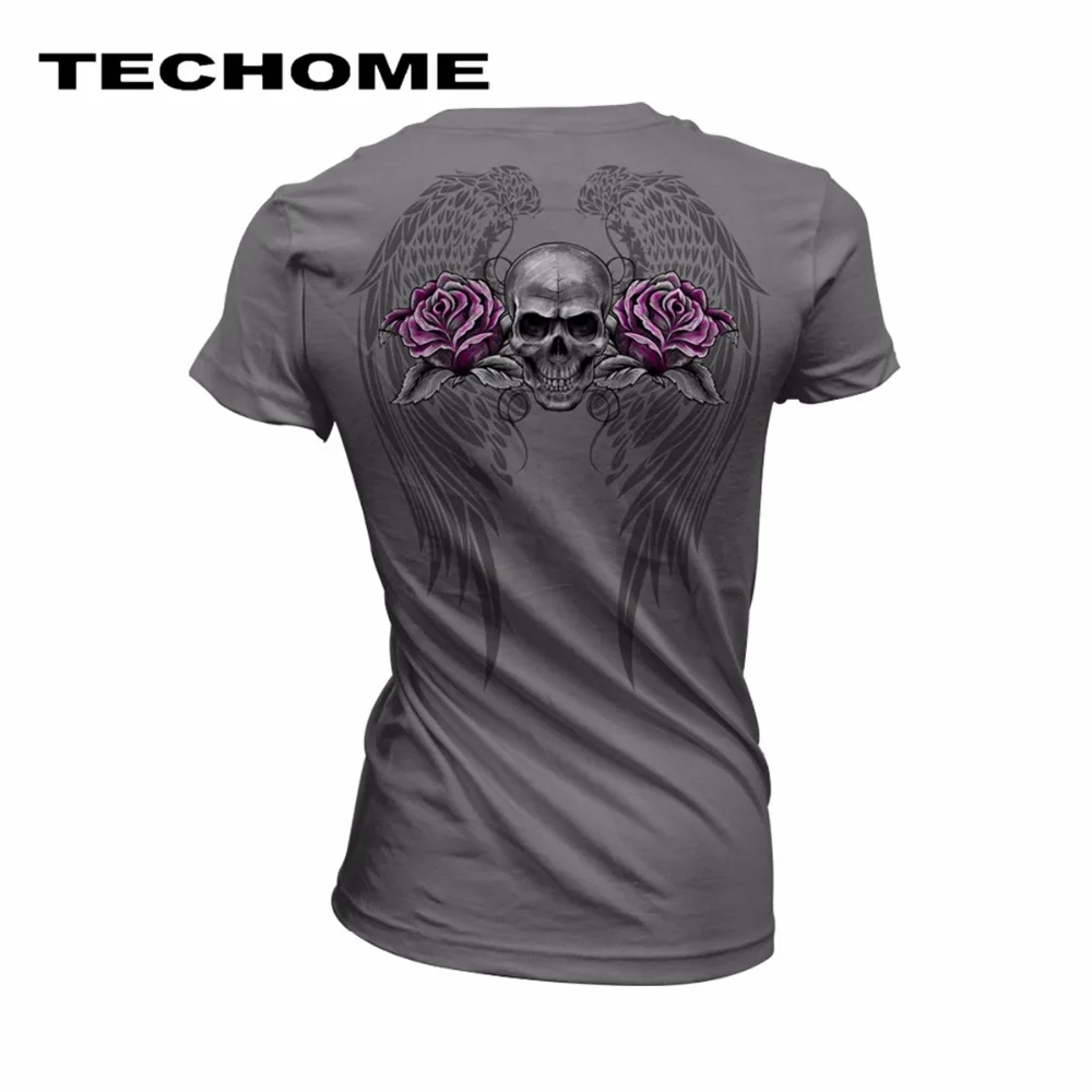 Футболка женская с коротким рукавом треугольным вырезом в стиле панк-рок 3D |