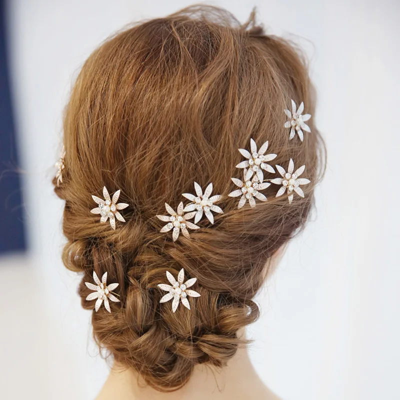 Модная заколка в форме буквы U с жемчужиной и цветами, свадебная головная укладка, аксессуары для волос невесты, булавка.