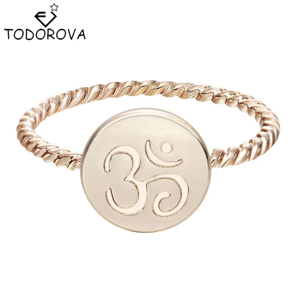 

Todorova Unique Om Sign Symbol Yoga Meditation Ring Stackable Rings Women Eco Friendly Encircle Ring for Women Girl Best Gift