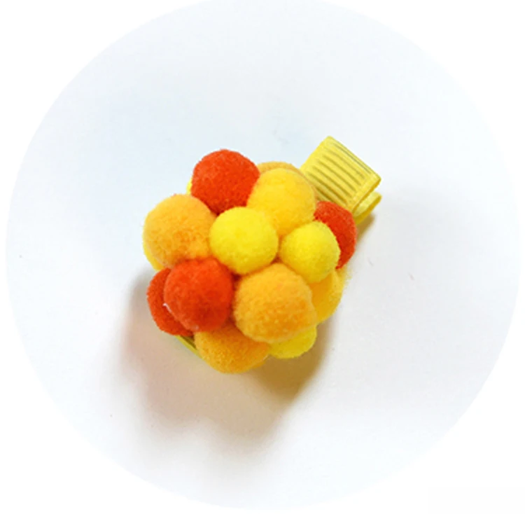 Orange Clips 2pcs 2 шт./лот, мини пушистые шарики, помпон для волос, резинка для волос, веревка, конский хвост, держатель, заколка для волос, шпильки, аксессуары для волос, HT064 - Цвет: Orange Clips 2pcs