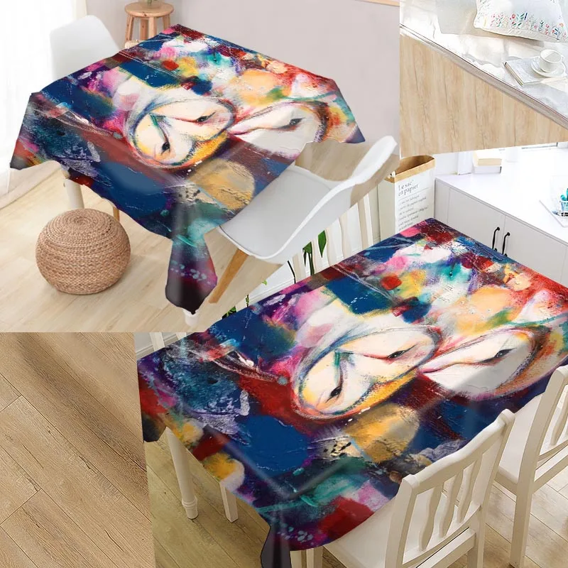 tablecloth Изготовленный На Заказ рисунок с совой крышкой стола Оксфорд влагостойкая скатерть может мыть скатерти для кухни свадебное оформление отеля - Цвет: tablecloth