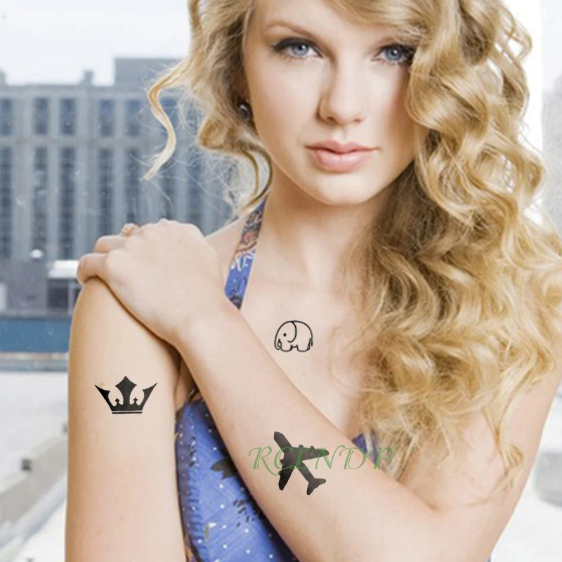 Waterproof Temporary Tattoo Sticker Crown aircraft Elephant Fake Tatto Flash Tatoo Tatouage Wrist Foot Hand For Girl Women Men | Красота и