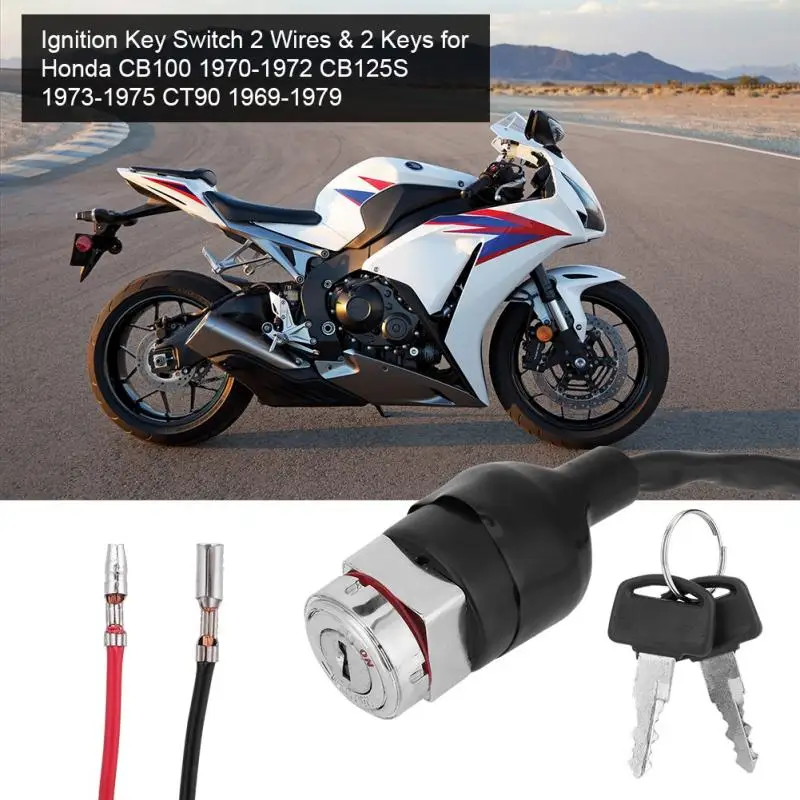 Переключатель ключа зажигания 2 провода для Honda CB100 1970-1972 CB125S 1973-1975 CT90 1969-1979