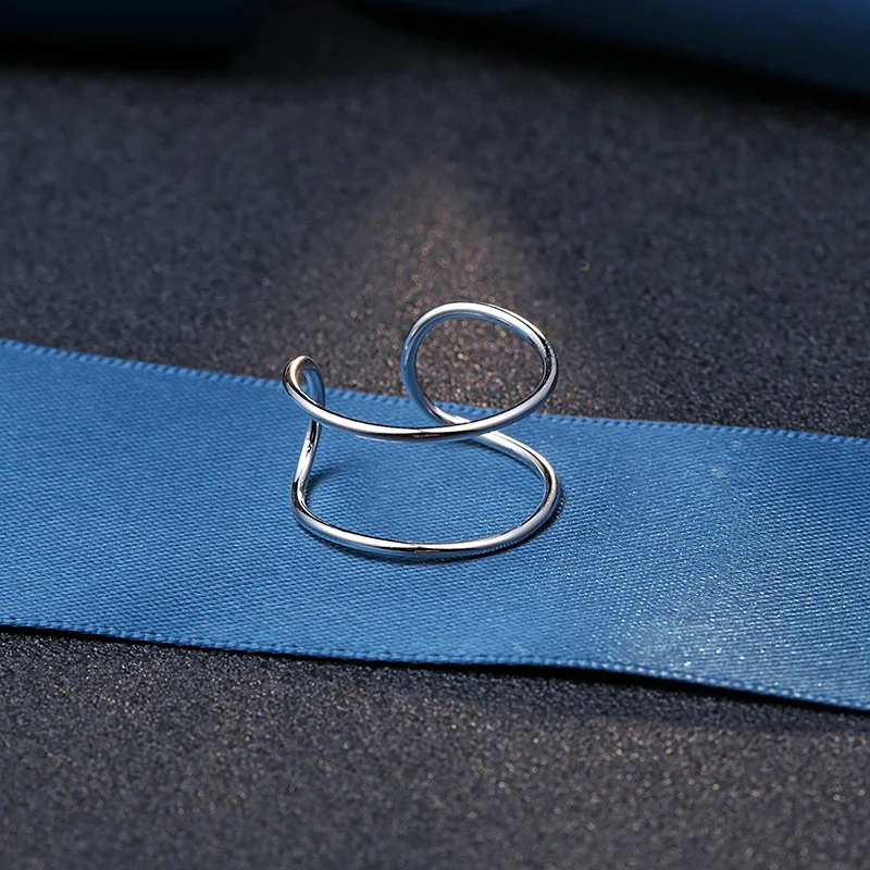 Женское кольцо из серебра 925 пробы FNJ простое регулируемого размера 100% ювелирное