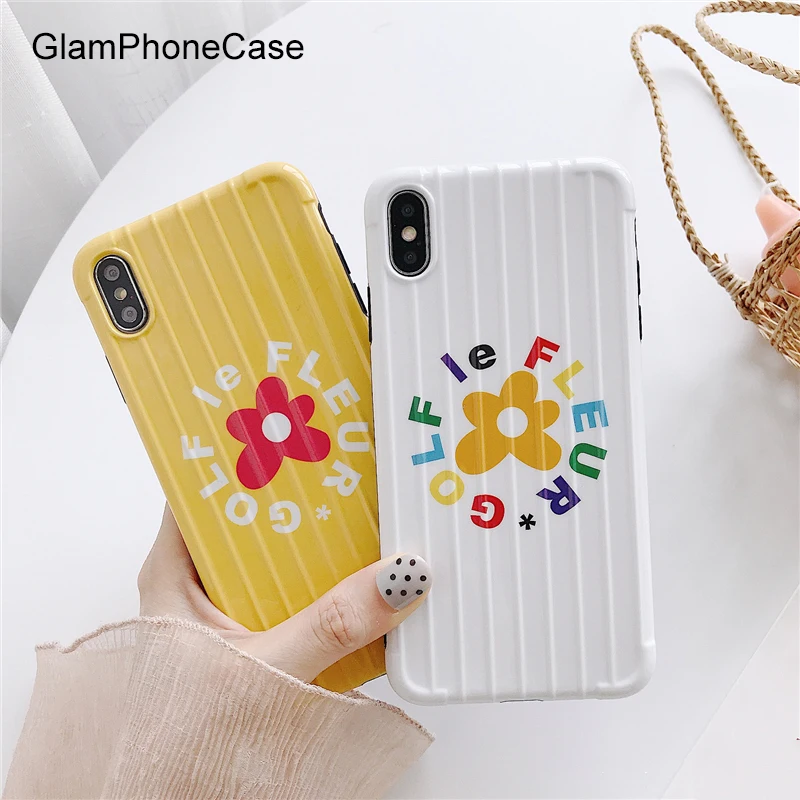 Glam Phone Case Fashion Flower Suitcase for iPhone XS Max XR X 8plus 8 7plus 7 6S/6 Plus Soft Tpu Back Cover | Мобильные телефоны и
