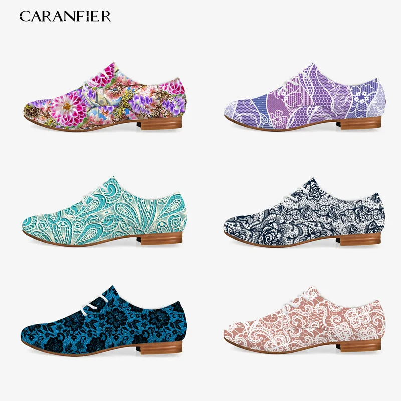 CARANFIER Woman Pointed High-heeled Shoes Oxford Classic Printing Multi-color Casual Non-slip Four Seasons Universal Large Size | Обувь