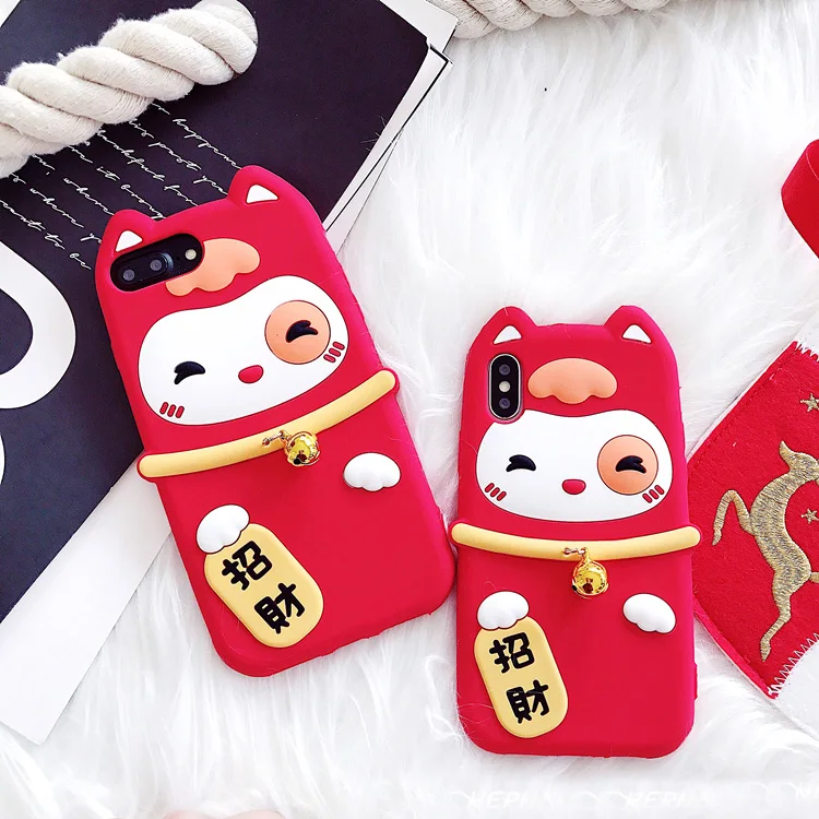 Для iphone X Lucky Cat Силиконовый чехол для 7/7 plus/6 S plus 8 манэки-нэко \ праздничный мягкий