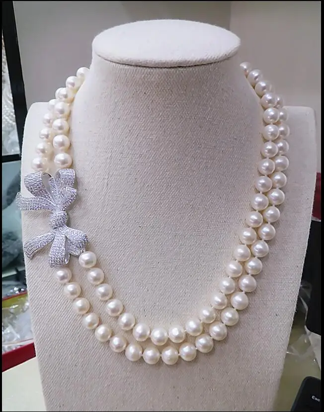 free shipping New 7-8mm baroque tahitian white Freshwater pearl necklace 18