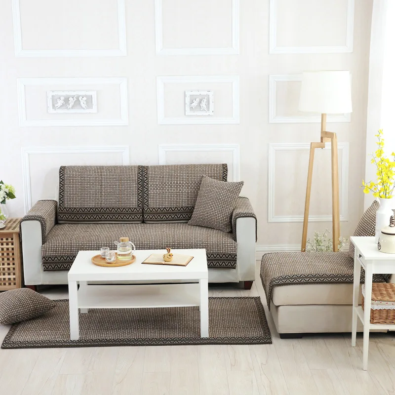 2 и 3 seater диванных чехлов для гостиной диван коричневую полоску Чехлы для гостиной стульев Подушка сиденья защитный чехол для мебели, для дивана покрывало