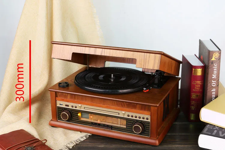 Bluetooth 4,0 деревянный Виниловый проигрыватель LP проигрыватель фонограф с функцией компакт-дисков/USB/LP-MP3 рекордер 220V