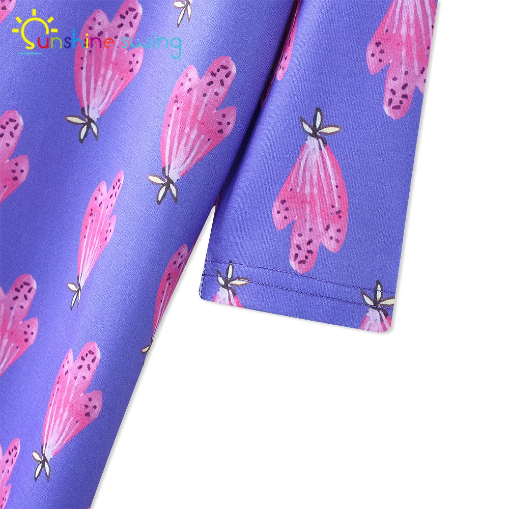 Sunshine Swing Half Sleeve Girls Dress Elegant Flower Print Round Neck Princess Kids Children's Clothes | Детская одежда и