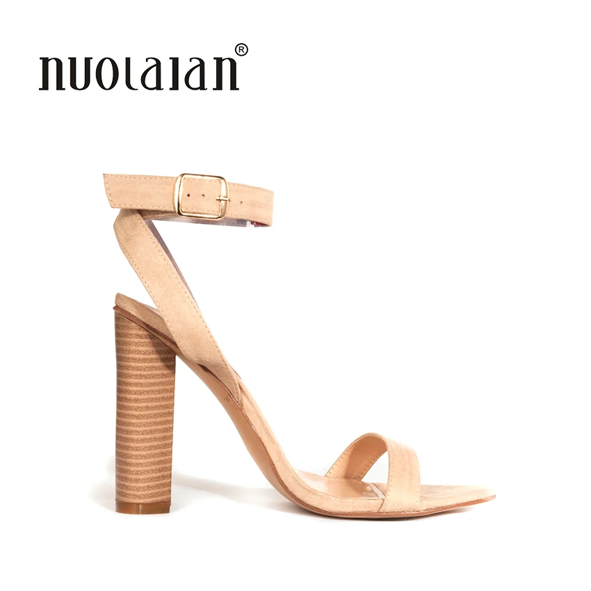 Женская обувь на высоком каблуке с пряжкой и ремешком открытым носком 2018|high heel