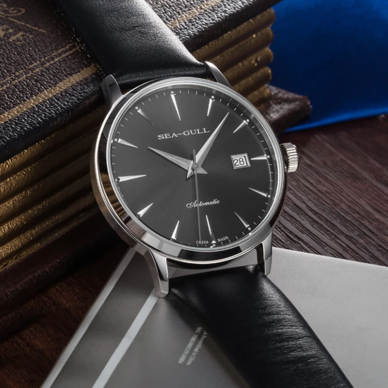 Ремешок из натуральной кожи тонкие автоматические механические часы Seagull с 3