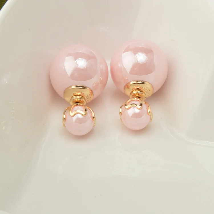 Женские двойные круглые серьги-пусеты MZC розовые золотистые 5 цветов | Украшения и