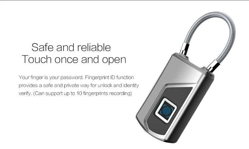 USB Перезаряжаемый Умный Замок без ключа с защитой от отпечатков пальцев IP65 Водонепроницаемый Противоугонный замок для безопасности дверной Чехол для багажа